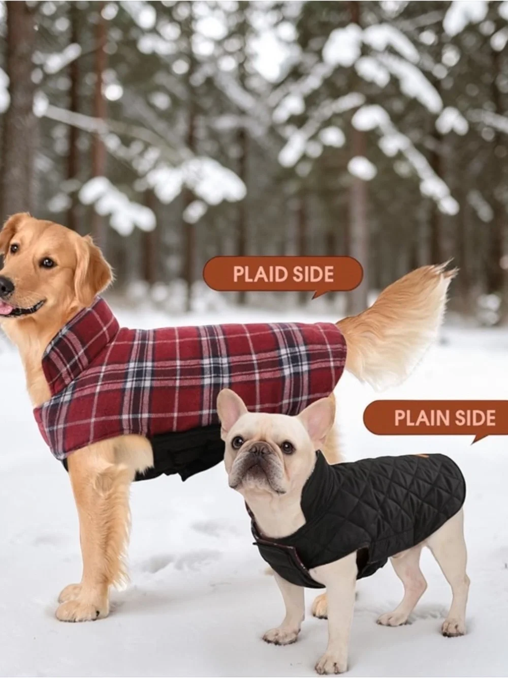 Kuoser Dog Coat Small Waterproof Reversible Jacket Plaid Winter Warm Puppy NWT